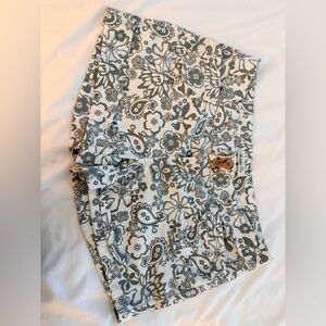 American rag olive green and White Floral Paisley Shorts